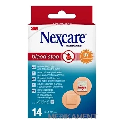 3M Nexcare Blood-Stop Kruhové náplasti na zastavenie krvácania priemer 22,5 mm 14 ks