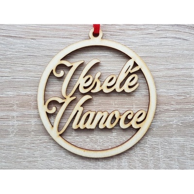 LYMFY 09 Vločka Veselé Vianoce 8cm prírodné drevo