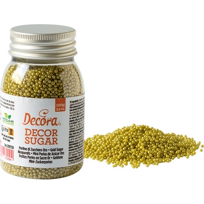 Decora Cukrové mini perličky zlaté lesklé Nonpareils 100 g