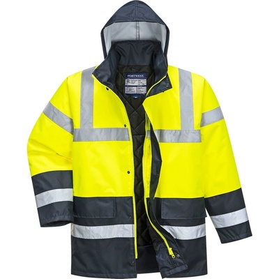 PortWest HI-VIS S466 Nepromokavá reflexní bunda HV žlutá/šedá