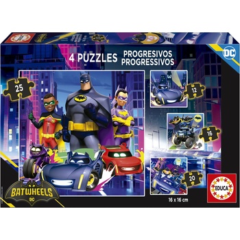 Educa - Puzzle 4v1 Progressive Puzzles Batwheels - 1 - 39 piese