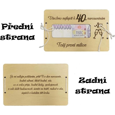 Dřevěná dárková obálka k narozeninám – zadejte věk oslavence