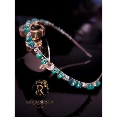 Radi handmade Модерна диадема с камъни и зелени кристали (254)