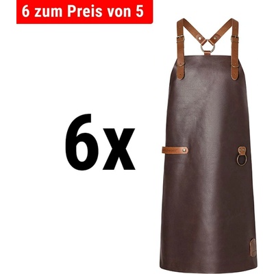 G.Gastro 6 ks Karlowsky Kožená zástěra s laclem X-Style mokka D9785524