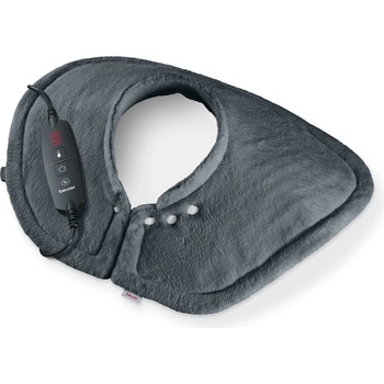Beurer HK 66 Cosy Grey Shoulder & Neck Heat Pad; 3 temperature settings; auto switch-off after 90 min; washable on 30°; removable switch; fleece fibre; 56(L)x52(W) cm (20056_BEU)
