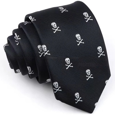 Decofashion Černá kravata s lebkou
