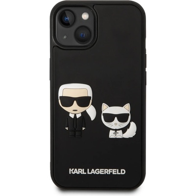 KARL LAGERFELD Гръб Karl Lagerfeld and Choupette 3D Case за iPhone 14 - Черен