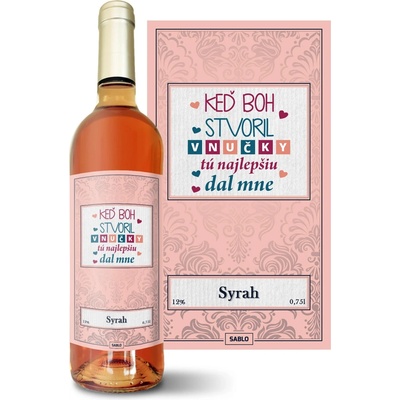 Sablio Keď Boh stvoril vnučky Syrah ružové suché víno 12 % 0,75 l (čistá fľaša)