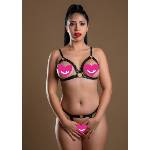Daring Intimates Naughty Whispers 2pcs Bra Set with Open Cup Black S/M
