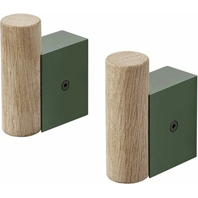 Muuto Attach Coat Hook 2 ks dub / tmavě zelená