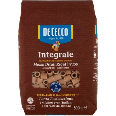 De Cecco celozrnné cestoviny Mezzi ditali Rigati No.159 0,5 kg