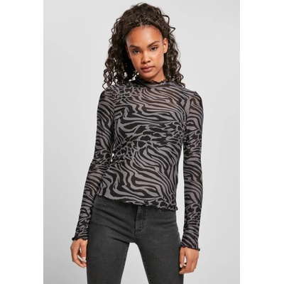 Urban Classics Дамска блуза Urban Classics Ladies AOP Mesh Turtleneck Longsleeve UB-TB4519-02741 - Черен, размер XL