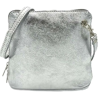 Dámská kožená crossbody kabelka Borse Design 10-53 stříbrná
