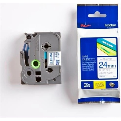 Brother TZE-253, 24mm, bílá/modrá, laminovaná, délka 8m TZE253