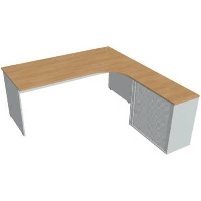 Hobis Pracovný stôl Gate, ergo, ľavý, 180x75,5x200 cm, dub/sivá