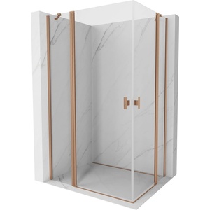 Mexen Mist Duo ъглова душ кабина 105 x 70 см, прозрачна, четкана мед - 8A4-105-070-65-00 (8A4-105-070-65-00)