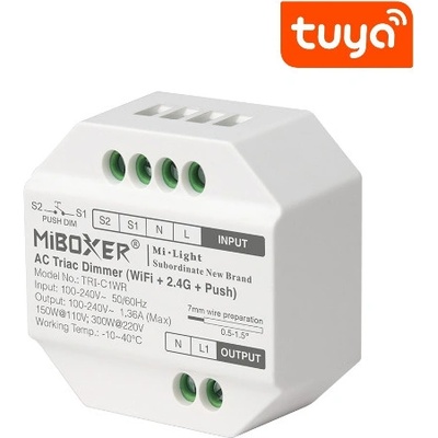 Triakový stmívač a spínač Mi-Light TRI-C1WR pro LED 230V 2,4GHz TUYA PUSH DIM 300W