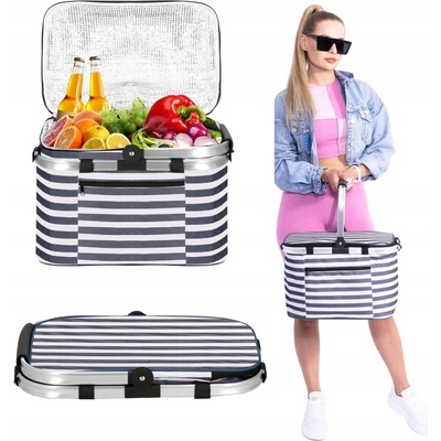 SPRINGOS Piknikový termo kôš 28l CS0025 biela/modrá