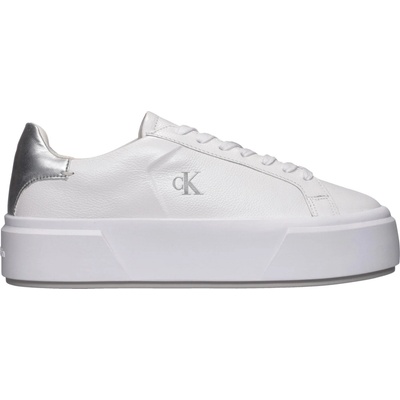 Calvin Klein Flatform Lace Up Lth Met biela strieborná