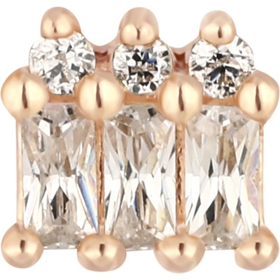 Buddha jewelry Buddha jewelry Bezzávitová koncovka piercingu Excess ze 14 kt zlata 585/1000 se zirkony Růžové zlato
