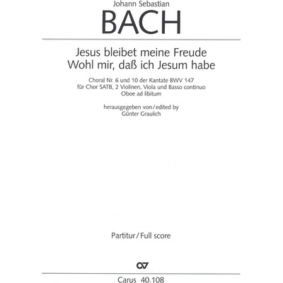 BACH Jesus bleibet meine Freude aus BWV 147 kompletní partitura