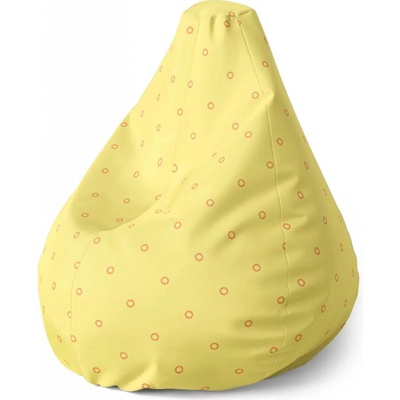 Sablio Sedací vak Pear Červené kroužky na žluté Sablio 70 x 95 x 15 cm