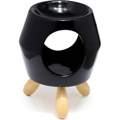 Puckator Čierna keramická aroma lampa na drevených nožičkách