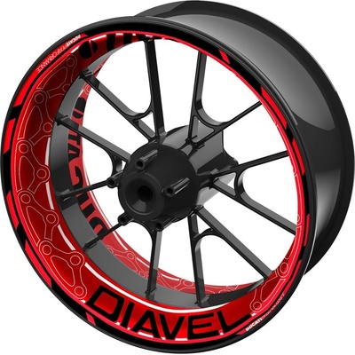 SEFIS jednodielne polepy na kolesá DUCATI Diavel čierno-červená