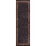 vidaXL Килим, миещ се, черно и златисто, 80x300 см (337929)