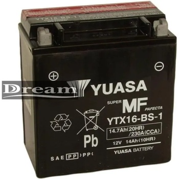 Image 1 of YUASA AGM 12V 14Ah left+ YTX16-BS-1