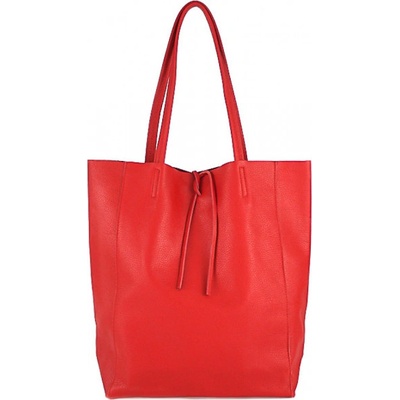 Kožená shopper kabelka 396 rudá