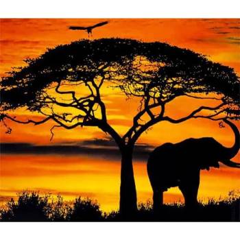 Norimpex - Puzzle Diamant painting: Elephant at sunset 30x40cm - 1 - 39 piese
