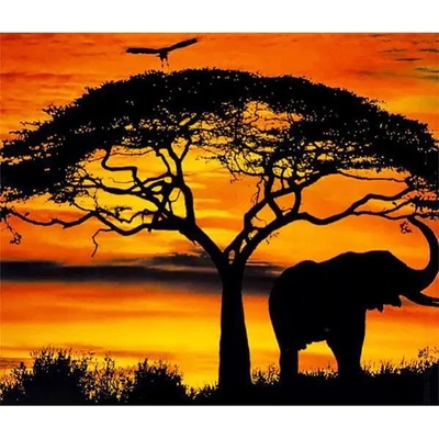 Norimpex - Puzzle Diamant painting: Elephant at sunset 30x40cm - 1 - 39 piese