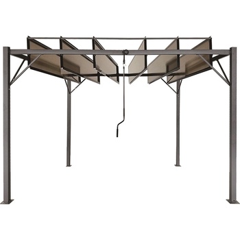 Garden Point Антрацитна пергола Paros 3x3m с мрежа против комари и завеси Garden Point (GAP1293)