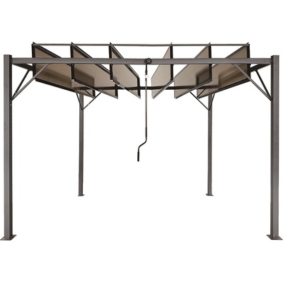Garden Point Антрацитна пергола Paros 3x3m с мрежа против комари и завеси Garden Point (GAP1293)