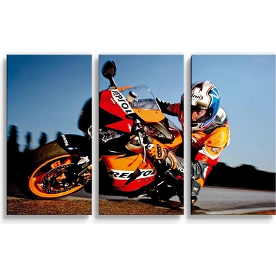 Sablio Obraz - 3-dílný Motorkář 2 - 120x80 cm Varianta: Sablio Obraz - 3-dílný Motorkář 2 - 120x80 cm