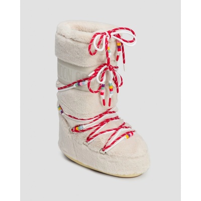 Moon Boot Icon Faux Fur snehule béžová