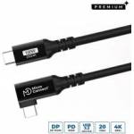 MicroConnect USB-C to USB-C Premium cable 0.15m, 100W, 20Gbps, USB 3.2 Gen 2x2, Angled