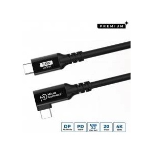 MicroConnect USB-C to USB-C Premium cable 0.15m, 100W, 20Gbps, USB 3.2 Gen 2x2, Angled