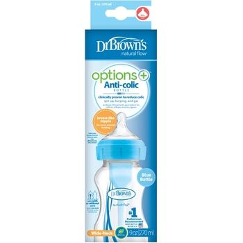 Dr.Browns fľaša antikolik Options široké hrdlo plast modrá WB91602 270ml