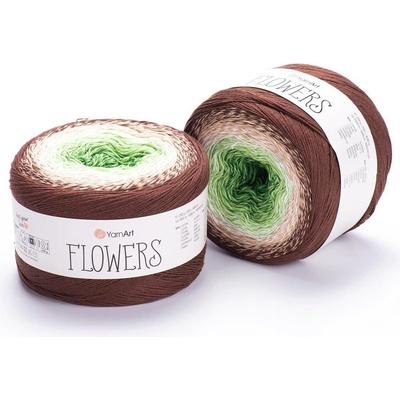 Yarn Art příze Flowers 272 zelená, smetanová, béžová, hnědá