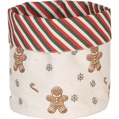 Béžový bavlnený košík na pečivo s perníčkami Gingerbread Magic - Ø 15*16 cm - Clayre & Eef