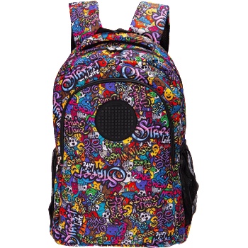 PIXIE CREW Ученическа раница Pixie Crew - Graffiti, с 2 отделения (PXB-16-52)