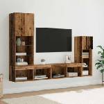 vidaXL Стойки за телевизор 4 бр. Старо дърво Инженерна дървесина (3402944)