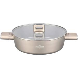 Swiss Haus Плитка тенджера Swiss Haus SH-SCLC24CH, 2.8 л, 24 см, Sapphire-керамично покритие, Фурна до 160°C, Индукция, Шампанско (SH-SCLC24CH)