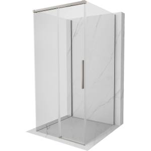 Mexen Rox-3S тристенна плъзгаща се душ кабина 120 x 120 см, прозрачна, четкан никел - 8C2-120-120-97-00-3S (8C2-120-120-97-00-3S)