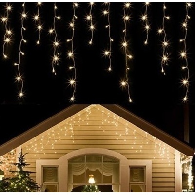 DENR Vánoční světelný závěs 500 LED venkovní + ovladač teplá bílá černý kabel