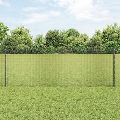 vidaXL Svařovaná drátěná plotovina s tyčkami 25 x 0,8 m Šedá Síťovina