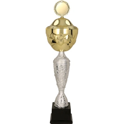 Kovový pohár s poklicí Zlato-stříbrný Výška: 41 cm Průměr: 14 cm