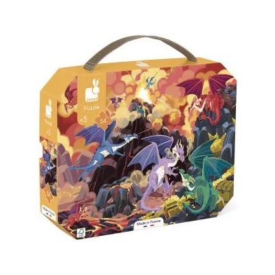 Janod - Детски пъзел в куфарче - Огнени дракони - 54 части (J02609)